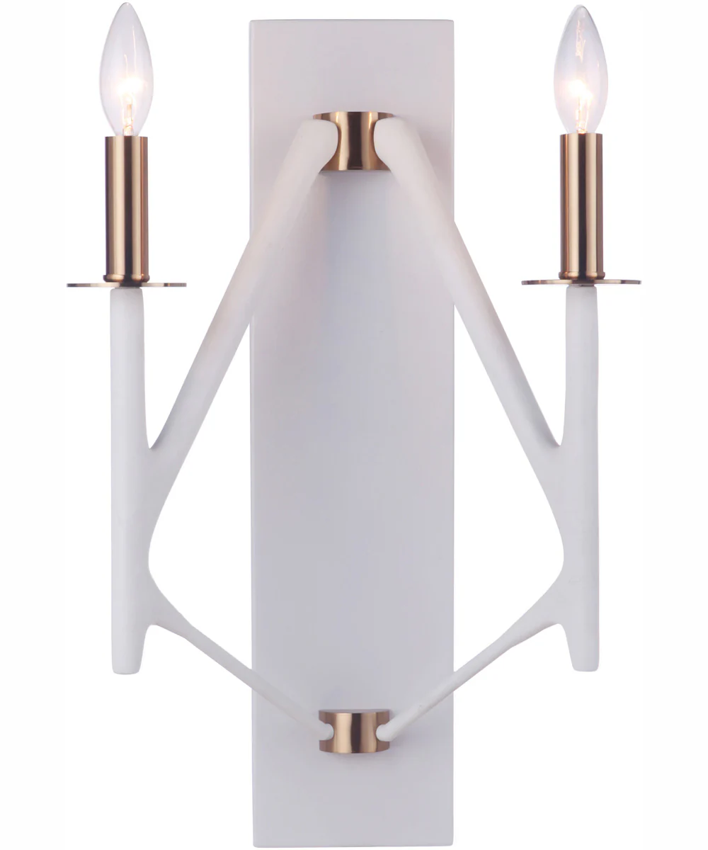 The Reserve 2-Light Wall Sconce Matte White / Satin Brass - Image 4