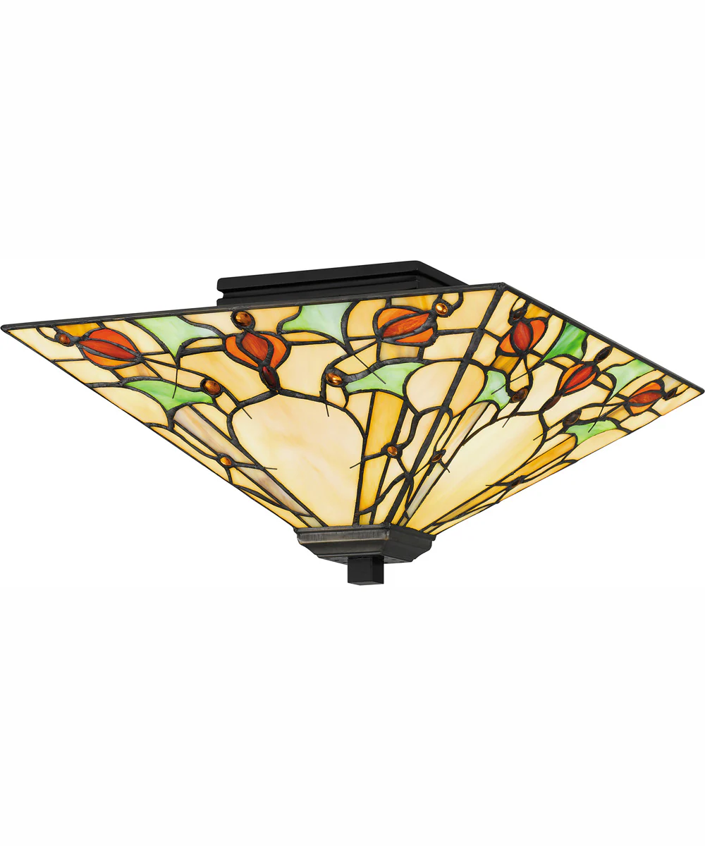 Tiffany Medium 2-light Flush Mount Matte Black - Image 2