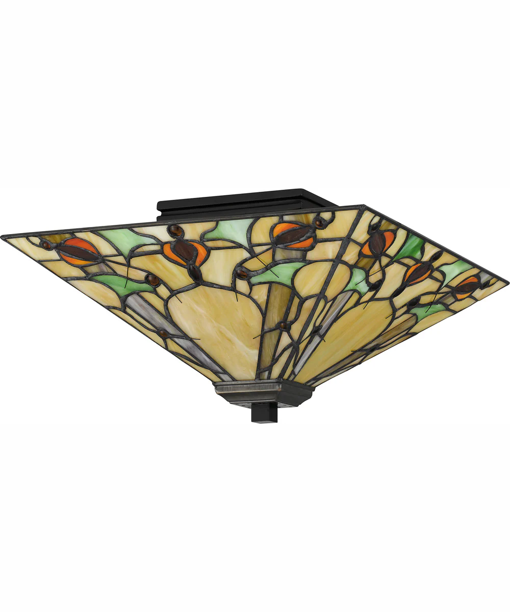 Tiffany Medium 2-light Flush Mount Matte Black - Image 3