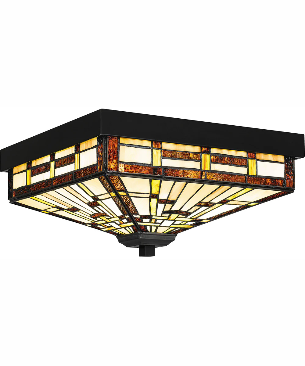 Tiffany Medium 3-light Flush Mount Matte Black - Image 2