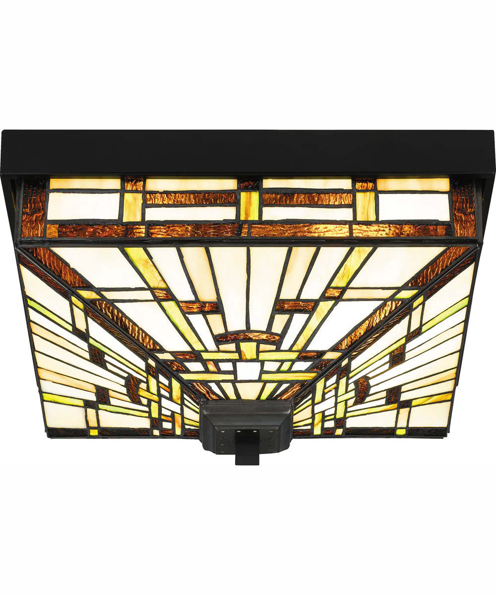 Tiffany Medium 3-light Flush Mount Matte Black - Image 4