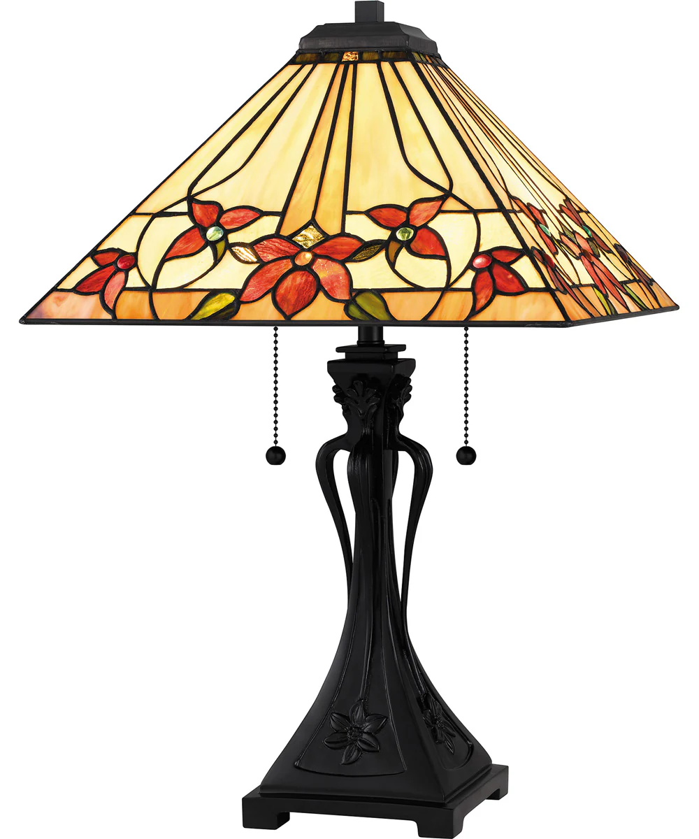 Tiffany Small 2-light Table Lamp Matte Black