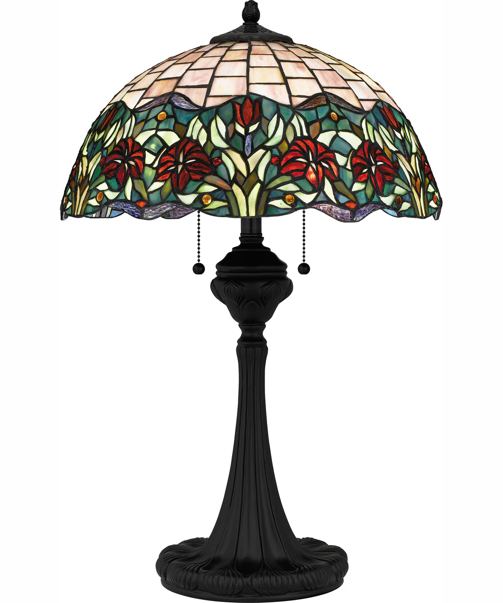Tiffany Small 3-light Table Lamp Matte Black - Image 2