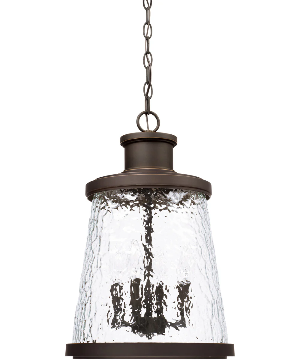 Tory 4-Light Outdoor Hanging Rain or Shine - Oiled Bronze with Clear Organic Glass