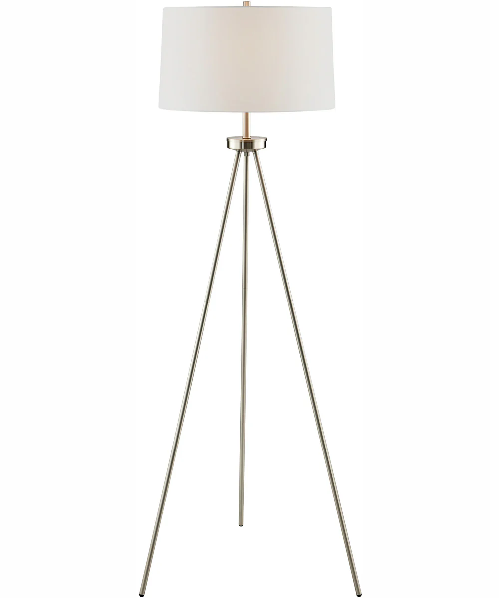 Tullio 1-Light 3Pcs Floor & Table Lamp Set Brushed Nickel/White Shade - Image 5
