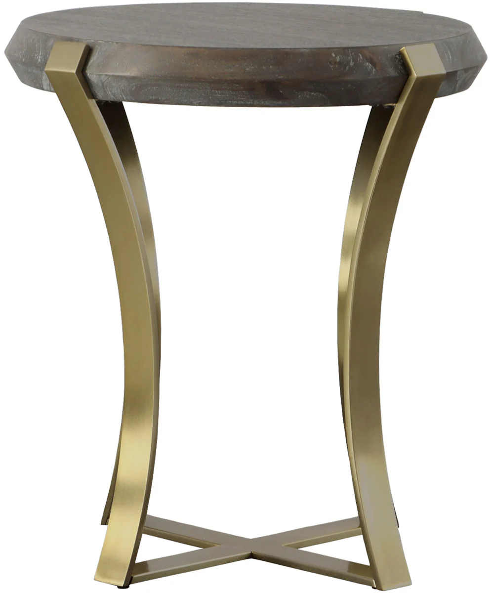 Unite Brass Leg Wood Side Table - Image 3