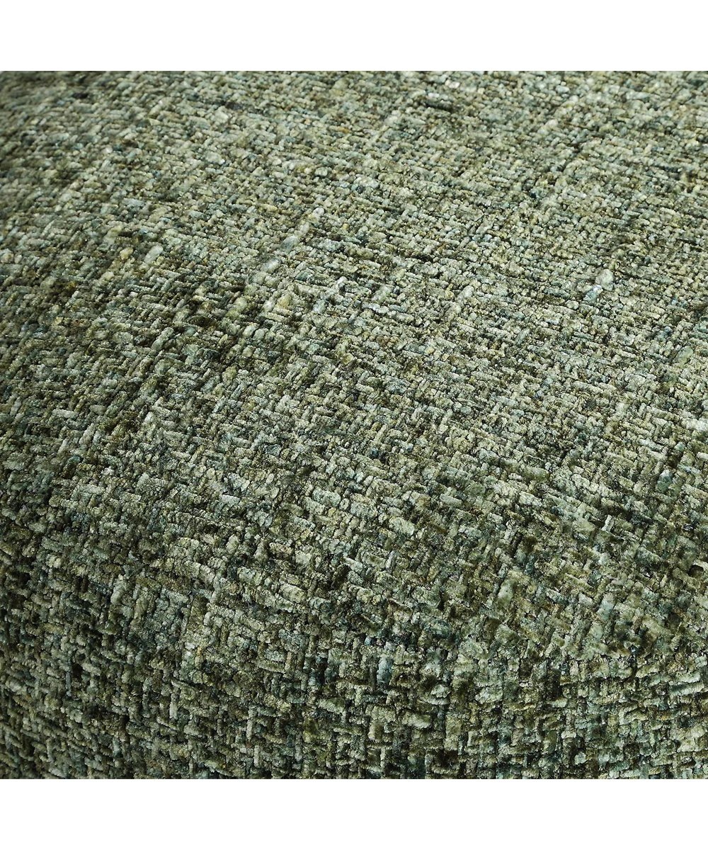 Upholstered Ottoman in Antique Brushed Brass and Textured Chenille - Image 4