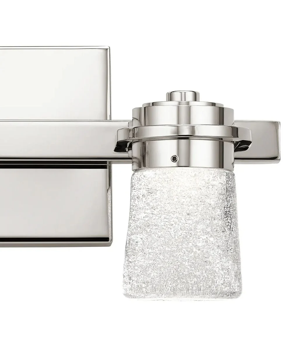 Vada 15"W 2-Light LED Vanity Bath Light, Polished Nickel Finish Clear Bubble Glass Shade by Kichler - Image 4