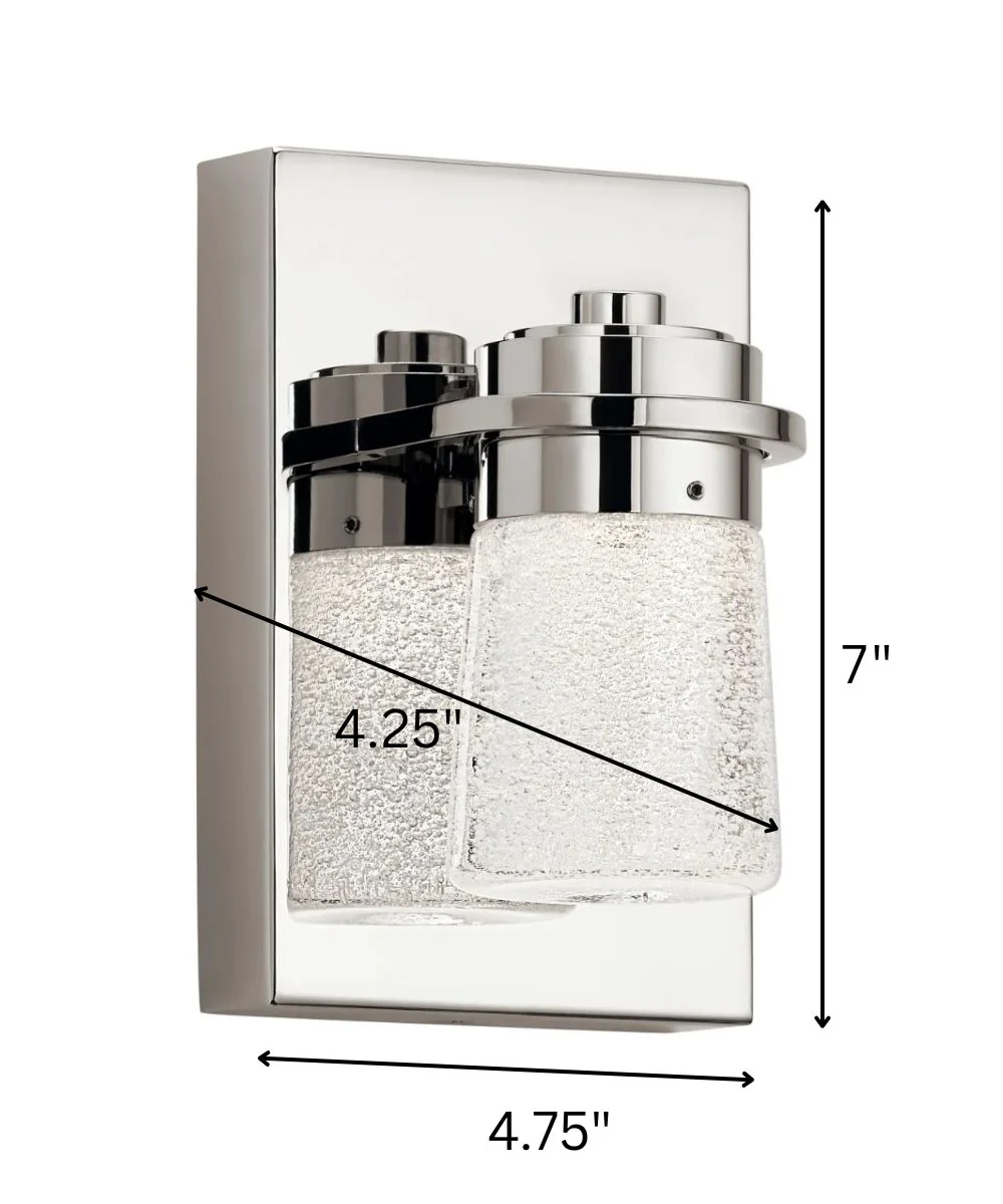 Vada 5"W 1-Light LED Vanity Bath Light Sconce Polished Nickel, Bubble Glass Shade by Kichler - Image 3