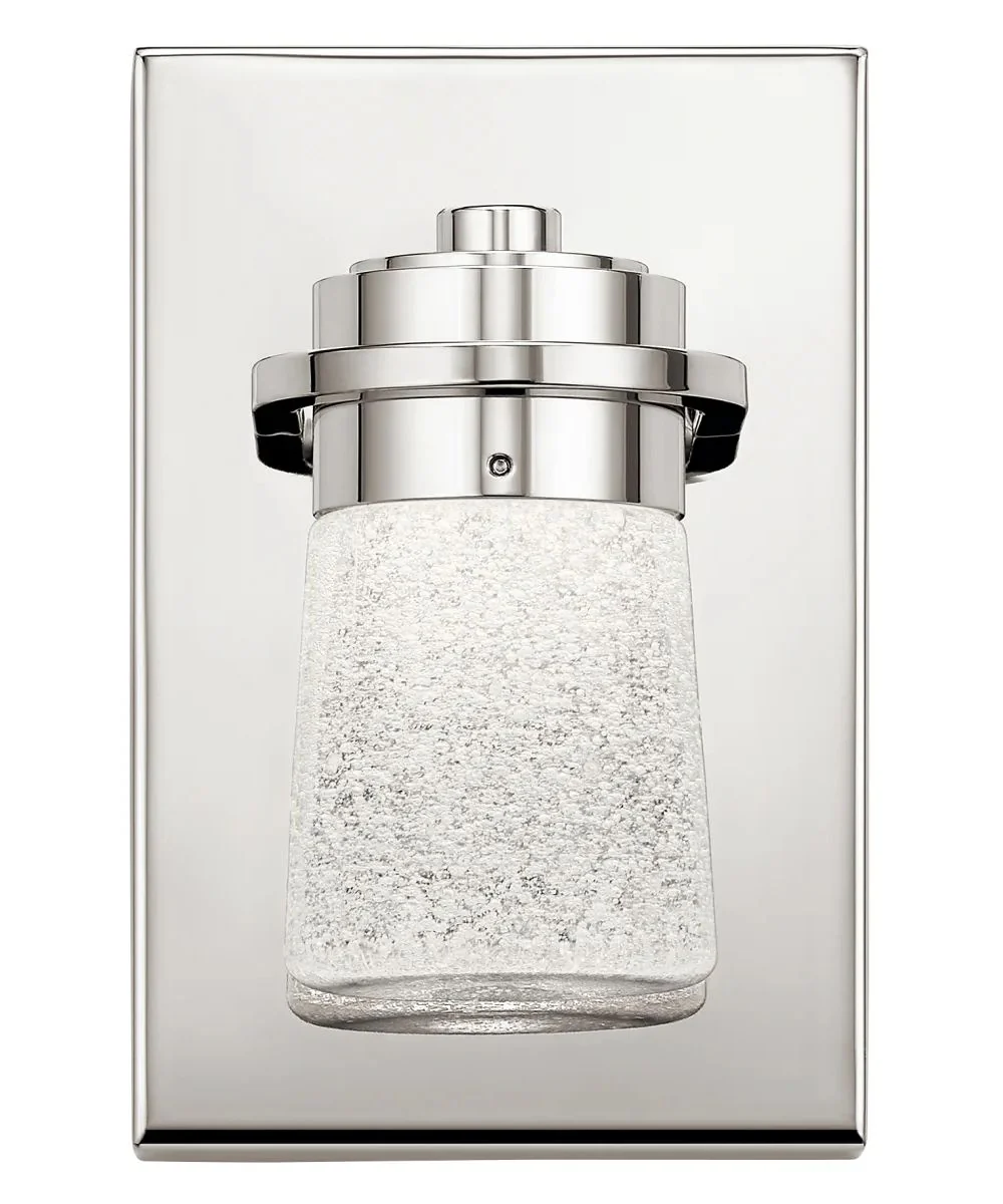 Vada 5"W 1-Light LED Vanity Bath Light Sconce Polished Nickel, Bubble Glass Shade by Kichler - Image 4