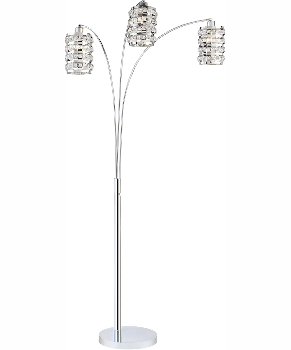 Valerie 3-Light 3-Light Arch Lamp Chrome/Stainless Steel/Crystal