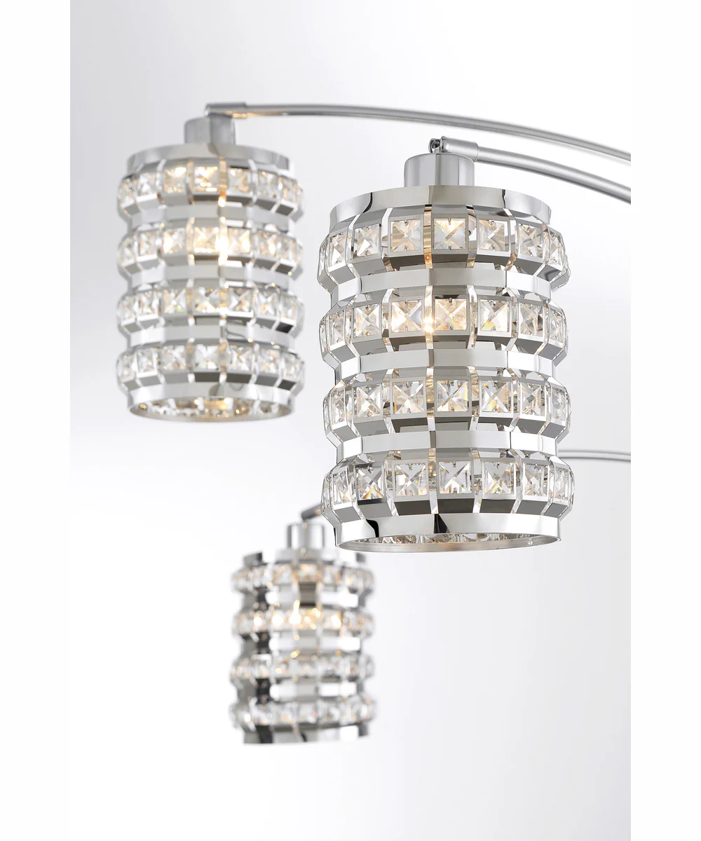 Valerie 3-Light 3-Light Arch Lamp Chrome/Stainless Steel/Crystal - Image 2