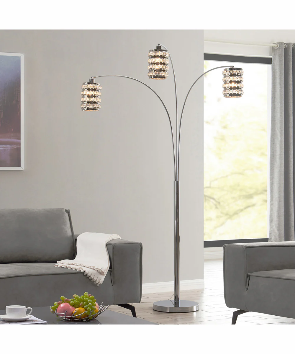 Valerie 3-Light 3-Light Arch Lamp Chrome/Stainless Steel/Crystal - Image 3