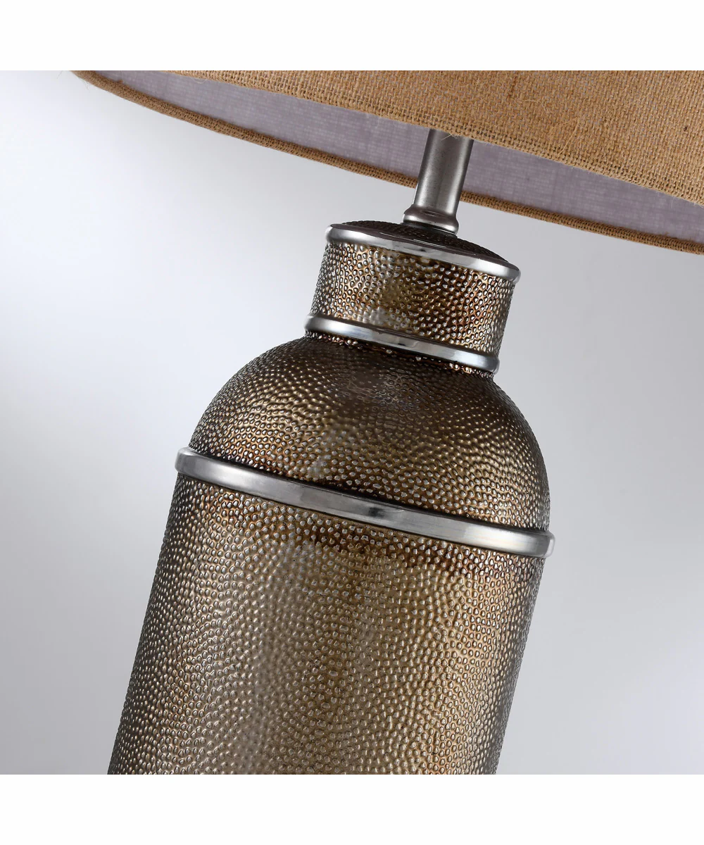 Varden 1-Light Table Lamp Aged Bronze Ceramichrome/ Burlap Fabric Shade - Image 2