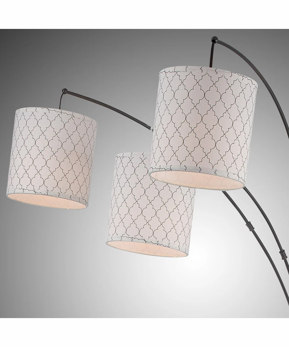 Vasanti 3-Light 3-Light Arch Lamp Dark Brz/Patterned Fabric - Image 2