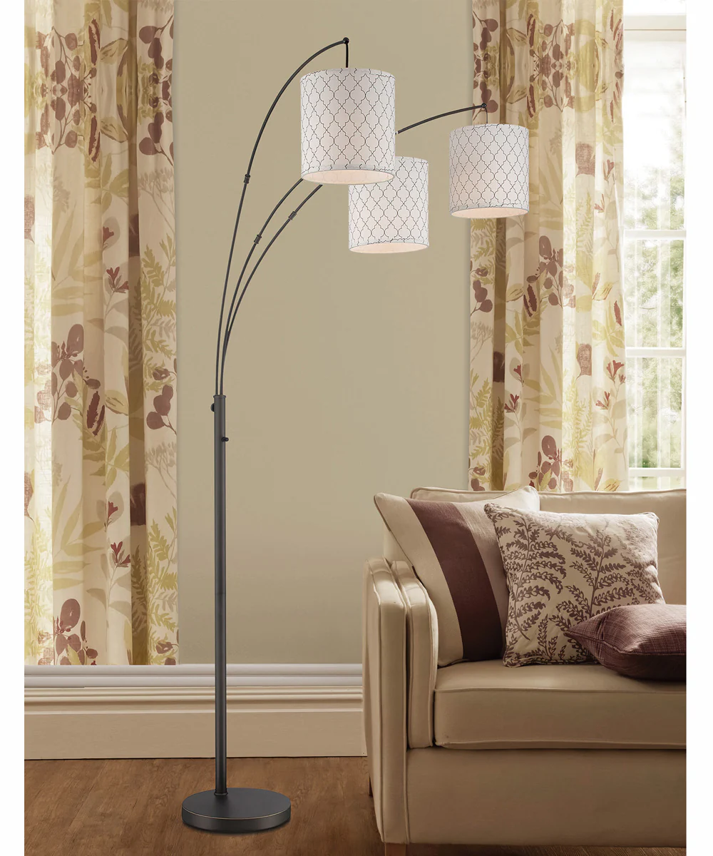 Vasanti 3-Light 3-Light Arch Lamp Dark Brz/Patterned Fabric - Image 3