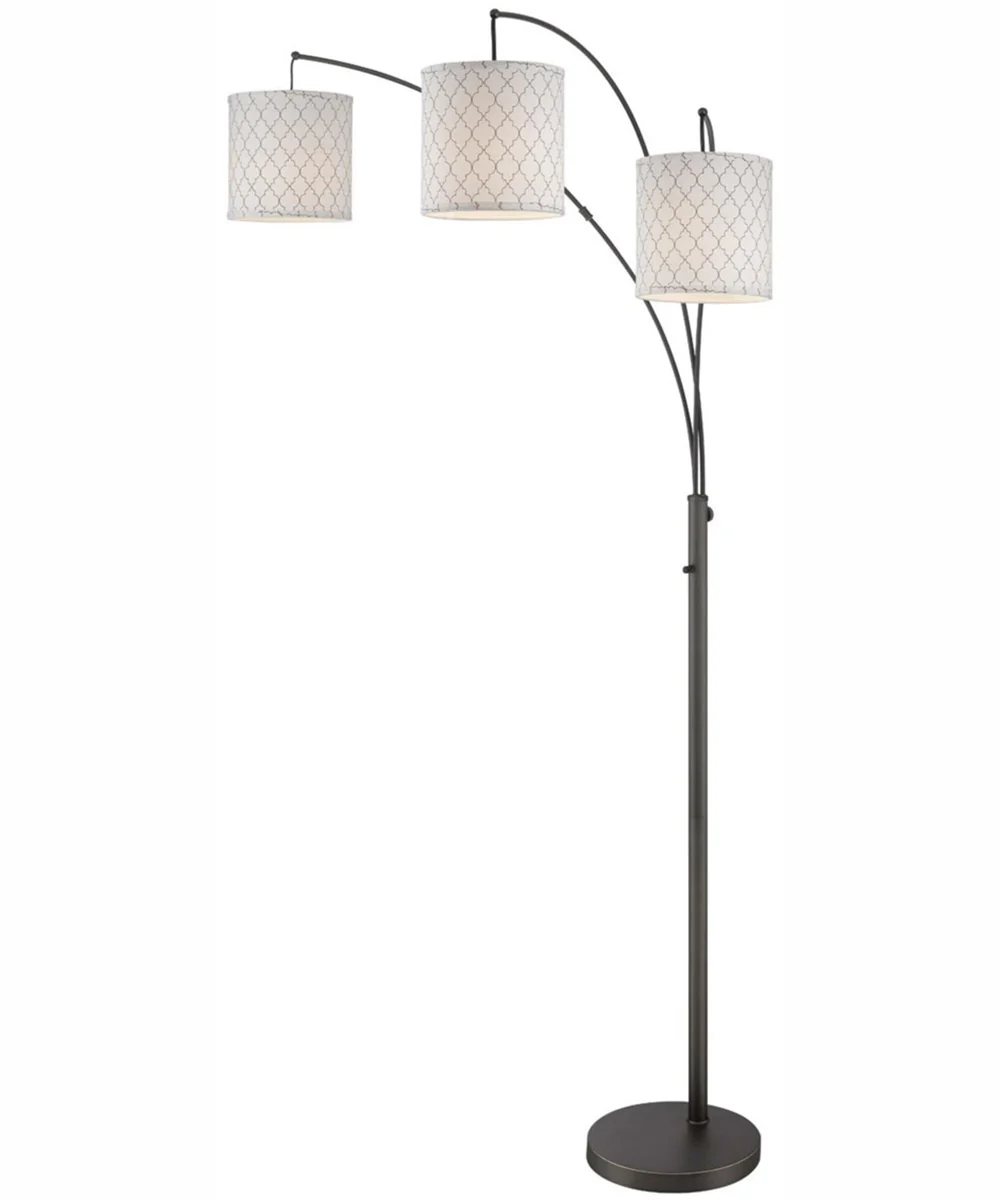Vasanti 3-Light 3-Light Arch Lamp Dark Brz/Patterned Fabric - Image 4