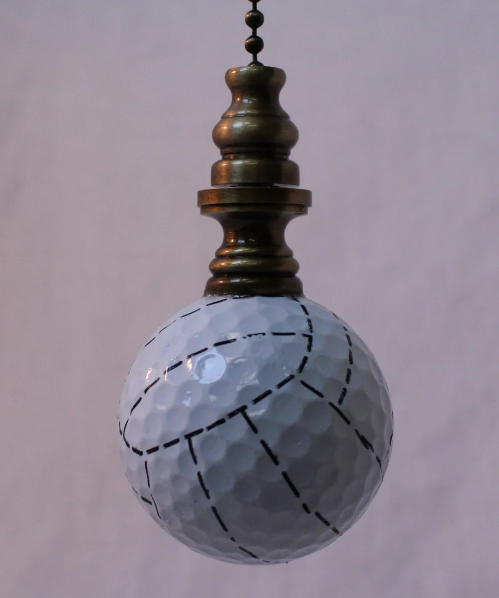 Volleyball Ceiling Fan Pull, 2.25"h with 12" Antiqued Brass Chain - Image 4