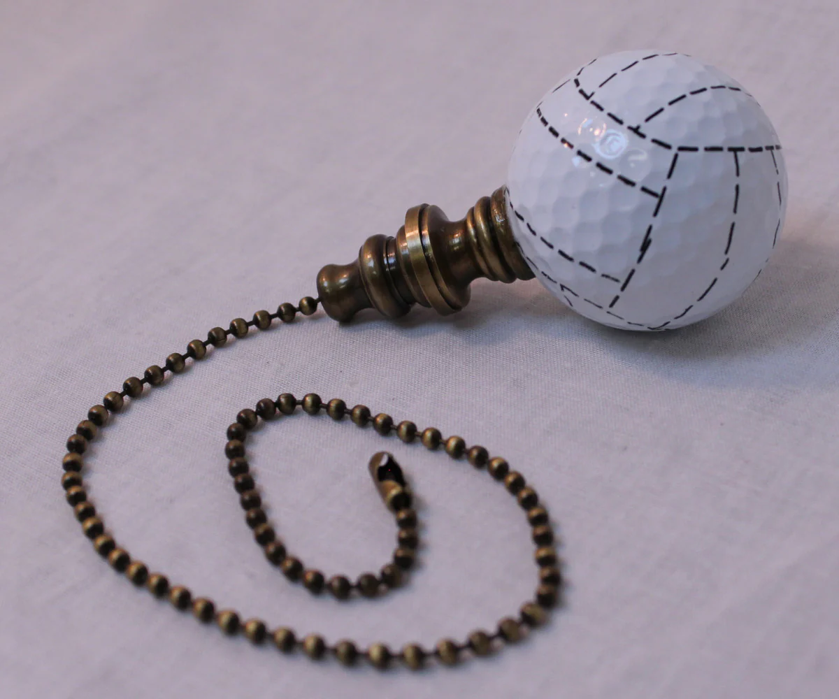 Volleyball Ceiling Fan Pull, 2.25"h with 12" Antiqued Brass Chain - Image 5