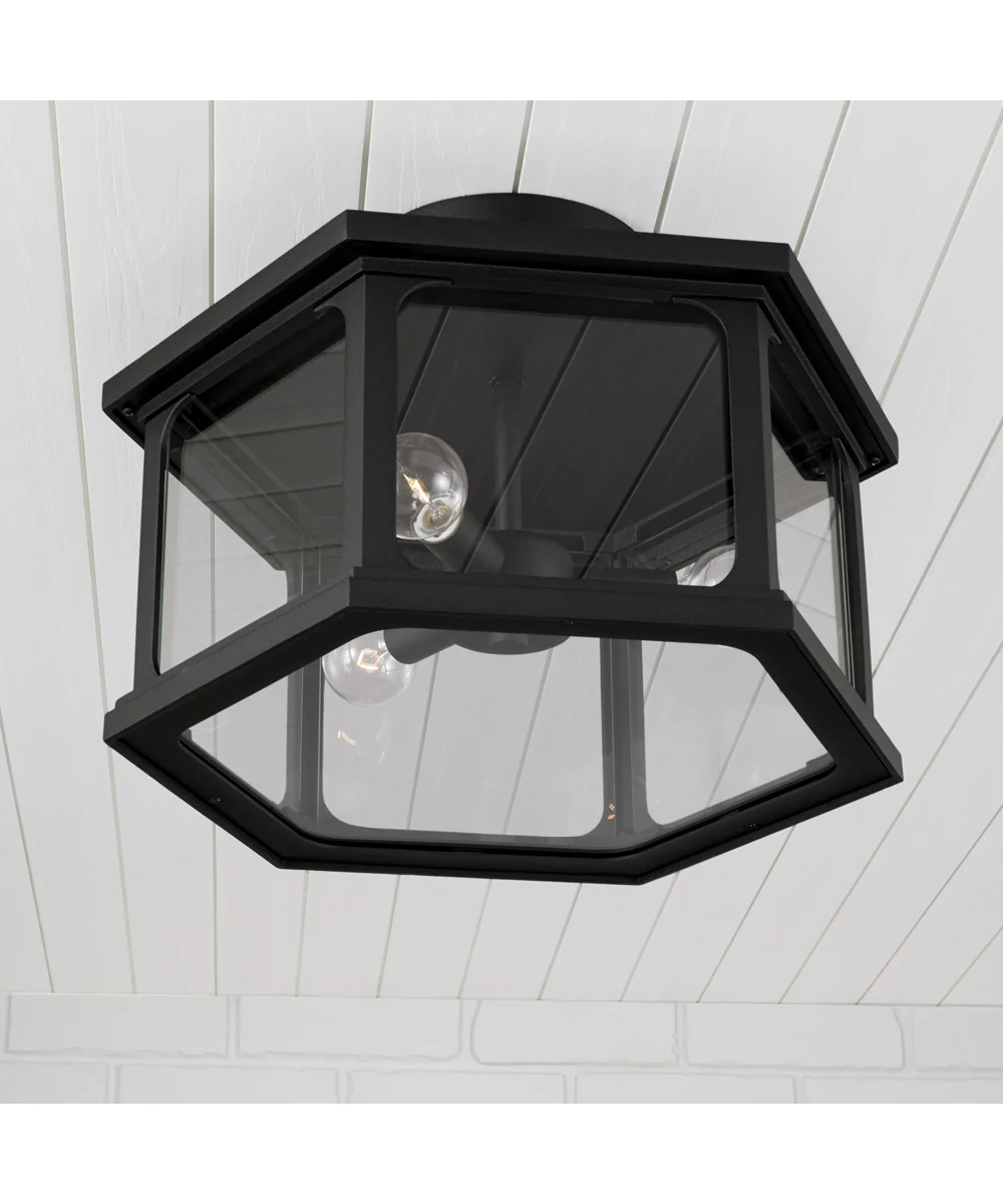 Walton 3-Light Outdoor Semi-Flush Rain or Shine - Black - Image 3