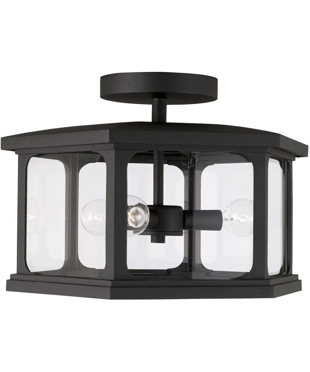 Walton 3-Light Outdoor Semi-Flush Rain or Shine - Black - Image 4