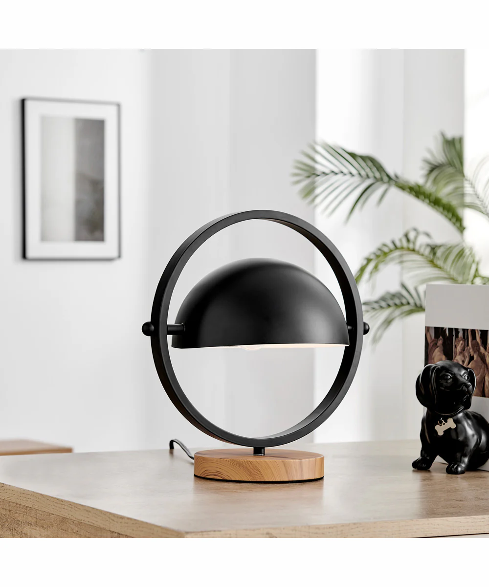 Wanda 1-Light Table Lamp Black/Wood Finished - Image 3