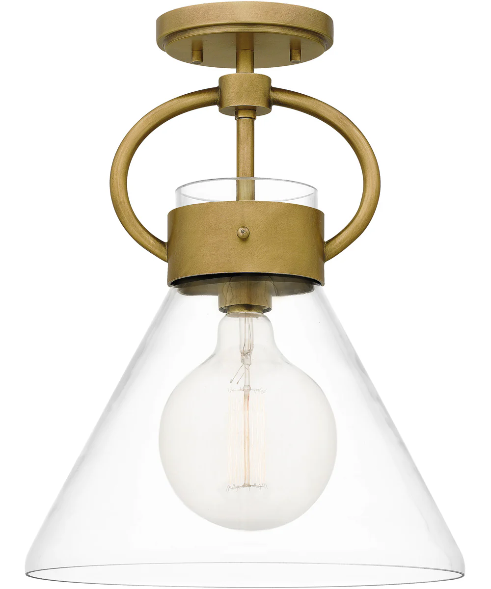 Webster 1-light Semi Flush Mount Weathered Brass - Image 2