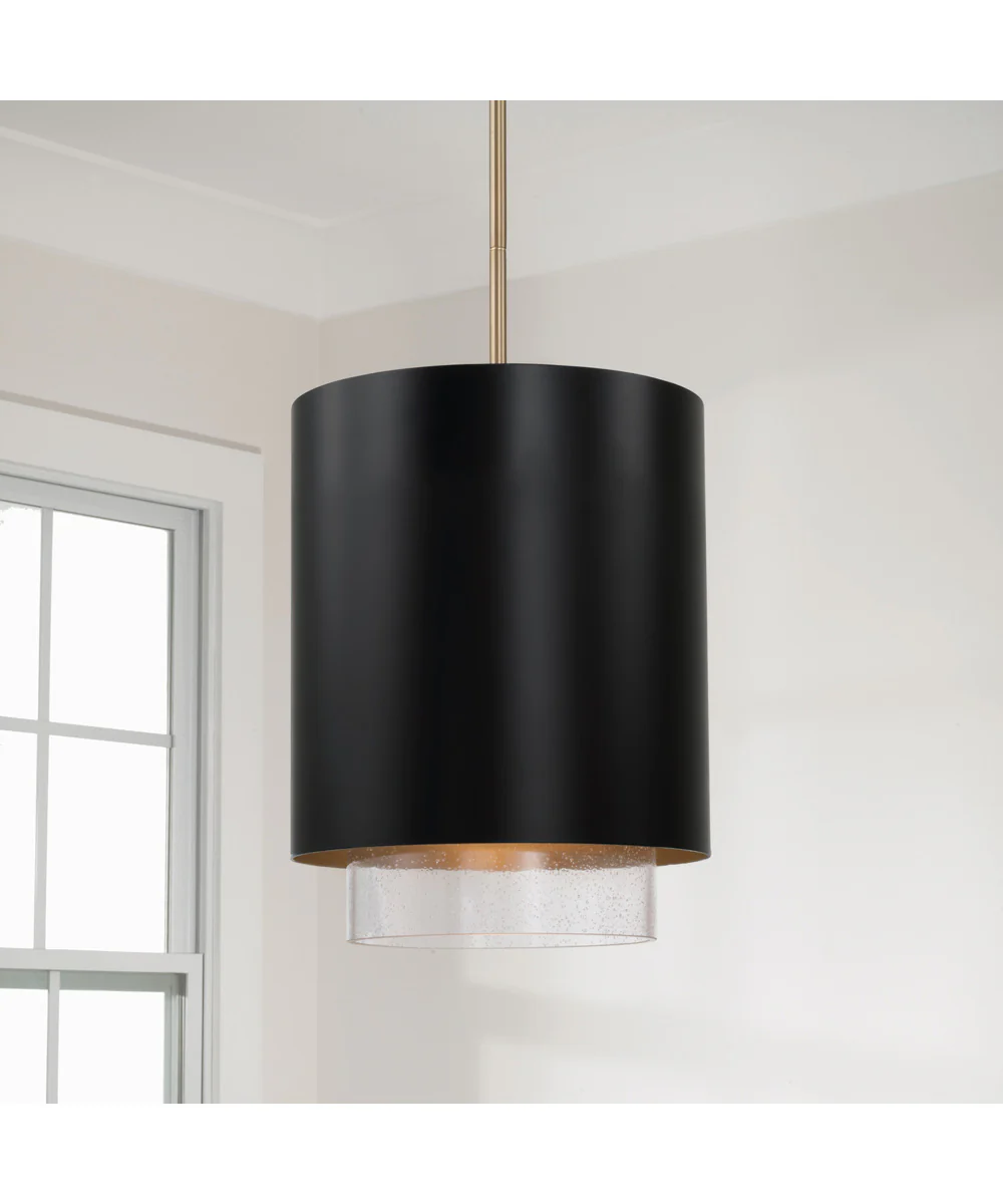 Weller 1-Light Pendant Matte Brass and Black - Image 2