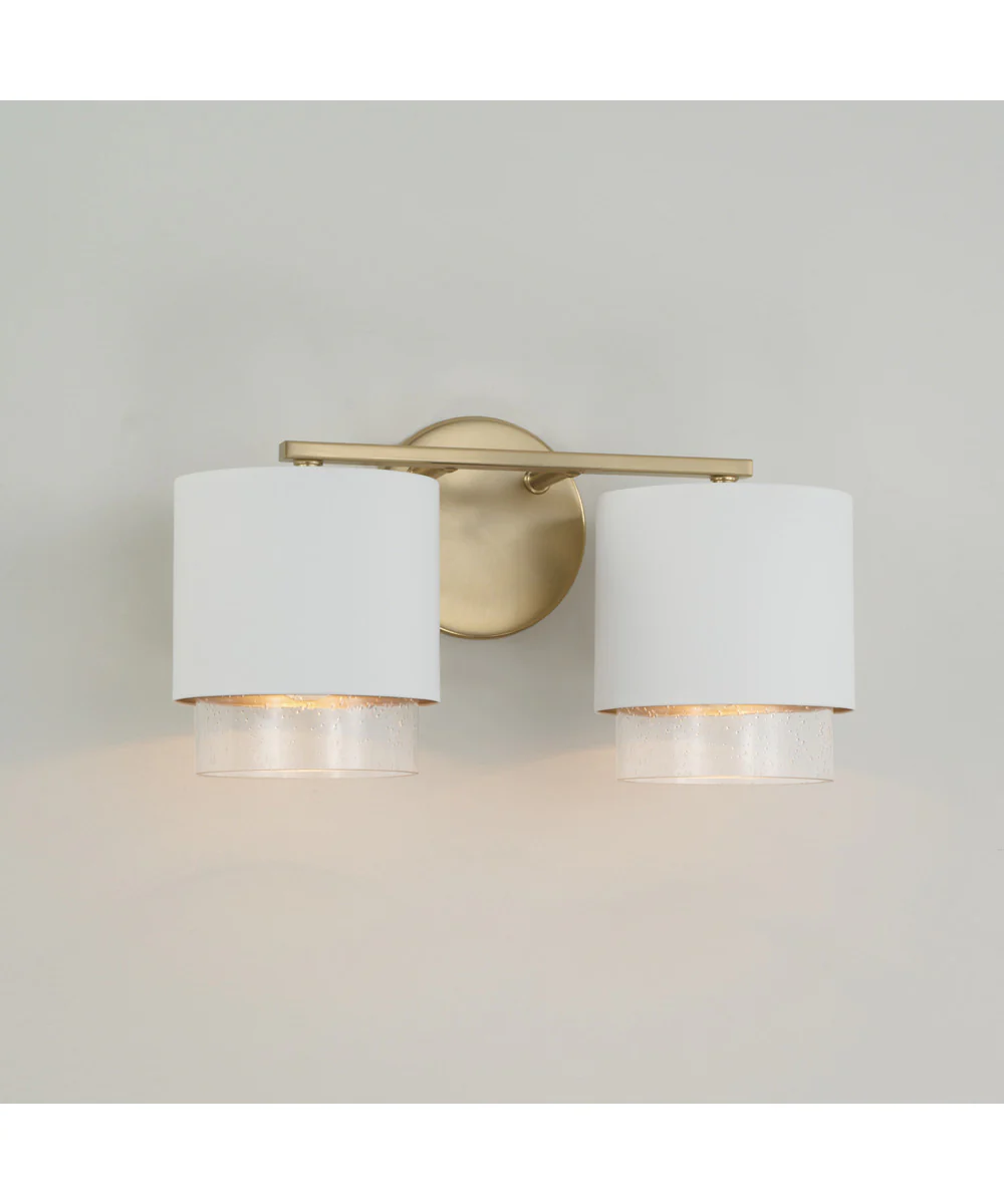 Weller 2-Light Vanity Matte Brass and White - Image 2