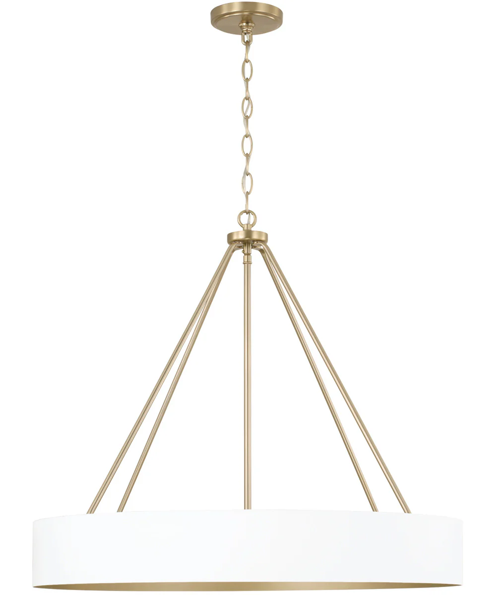Weller 4-Light Chandelier Matte Brass and White