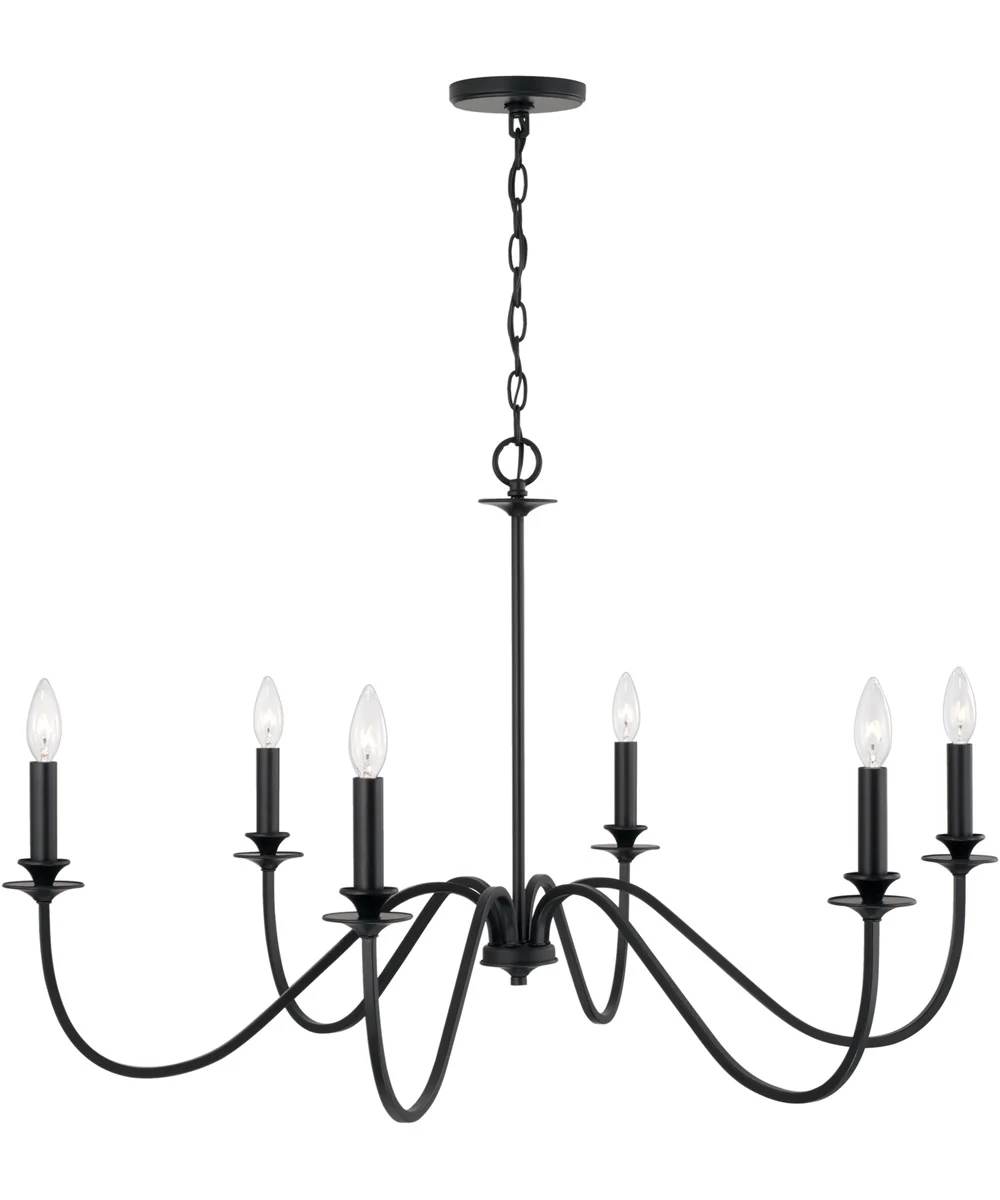 Weston 6-Light Chandelier Matte Black - Image 3