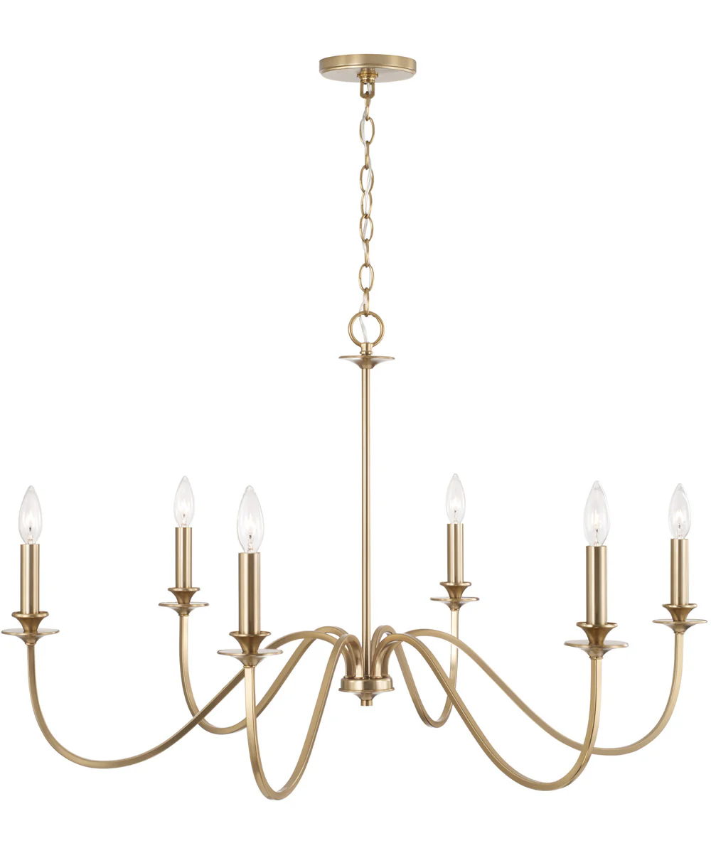 Weston 6-Light Chandelier Matte Brass - Image 3