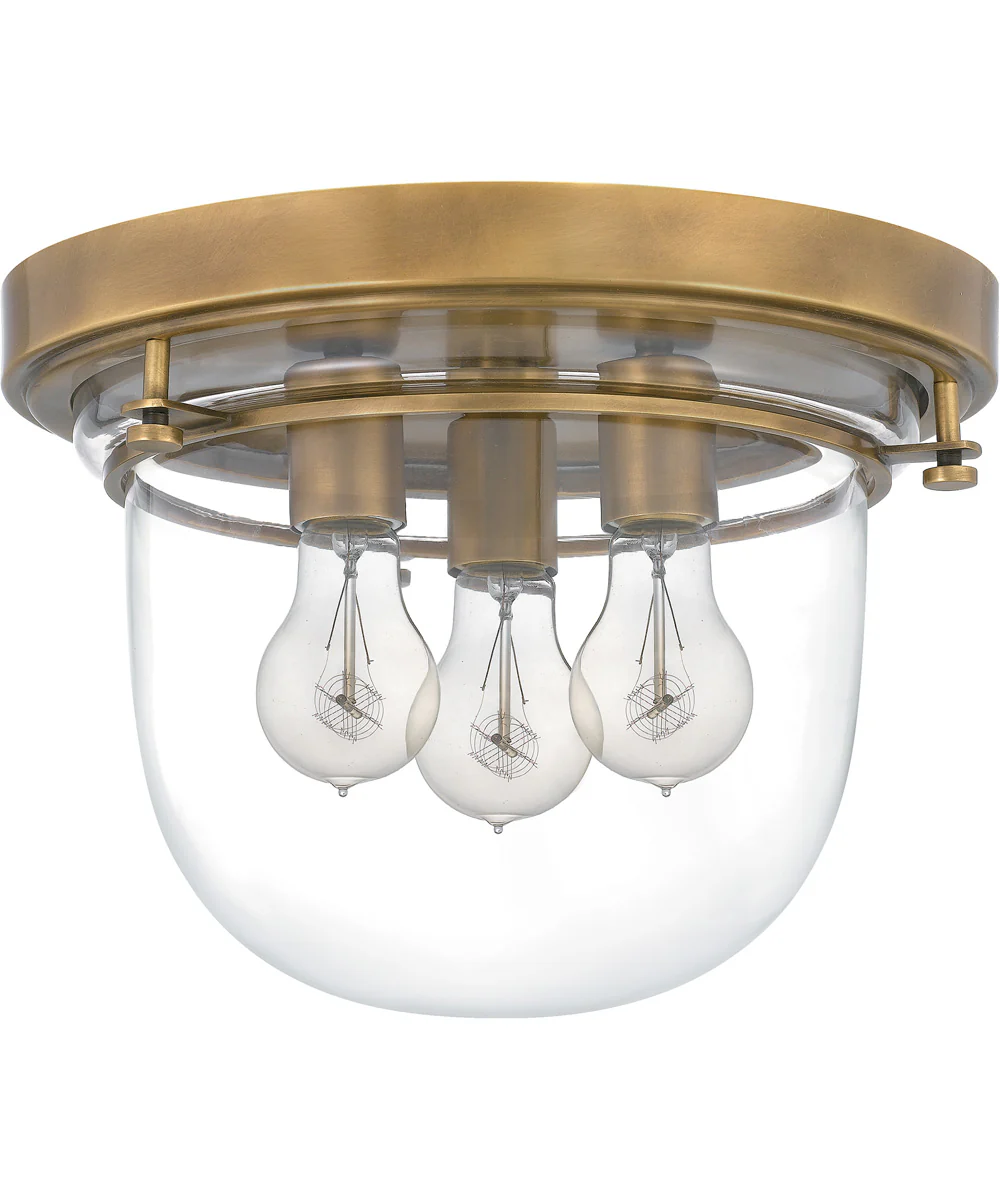Whistling 3-light Flush Mount Weathered Brass - Image 3
