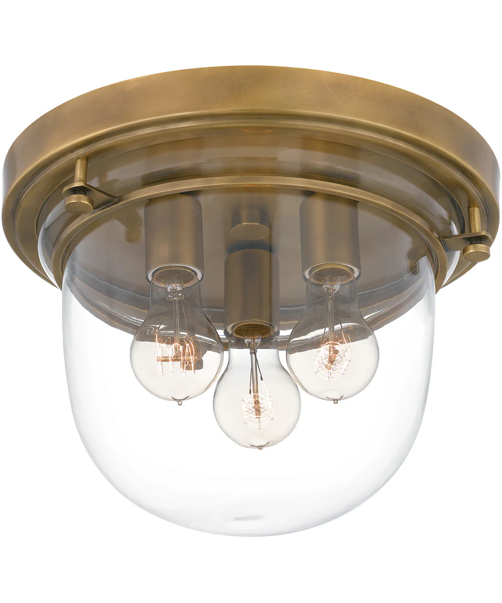 Whistling 3-light Flush Mount Weathered Brass - Image 4