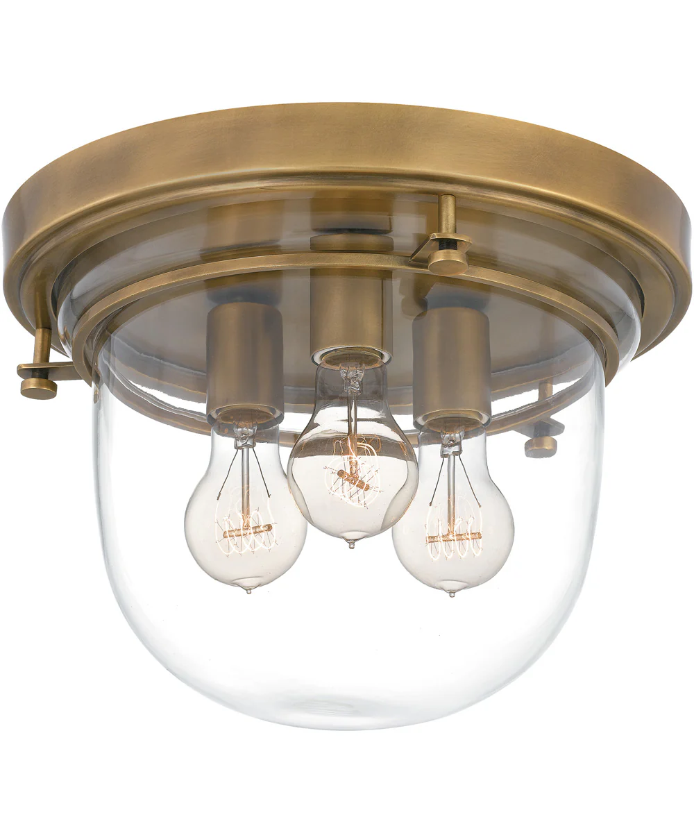 Whistling 3-light Flush Mount Weathered Brass - Image 5
