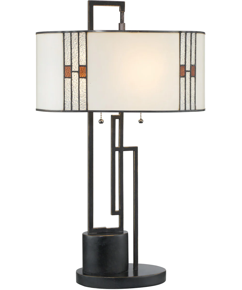 Wilshire 2-Light Table Lamp Dark Bronze/Tiffany Shade