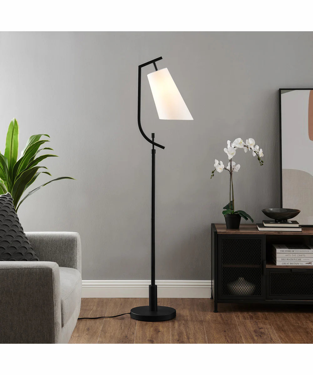 Xandra 1-Light Floor Lamp Black/Off White Fabric Shade - Image 3