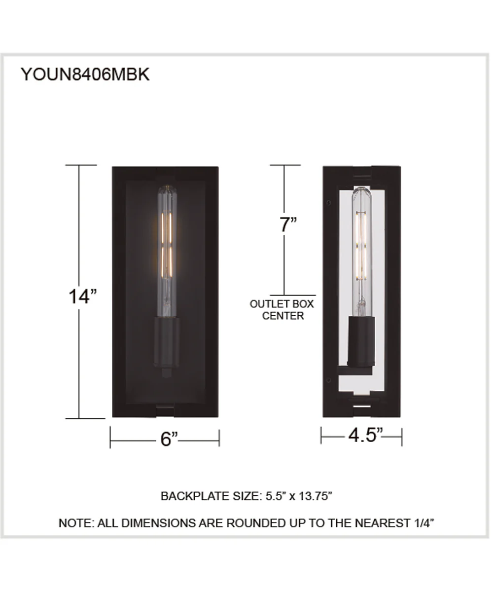Young 1-light Outdoor Wall Light Matte Black - Image 4