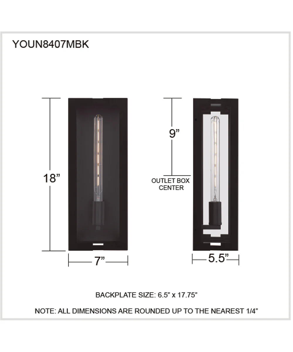 Young 1-light Outdoor Wall Light Matte Black - Image 4