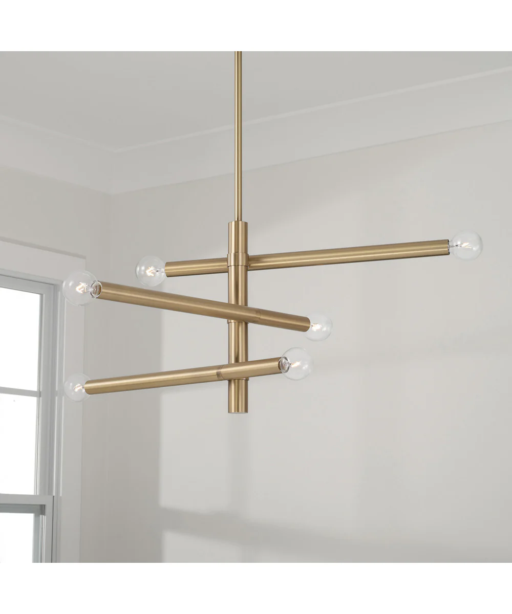 Zane 6-Light Chandelier Aged Brass - Image 2