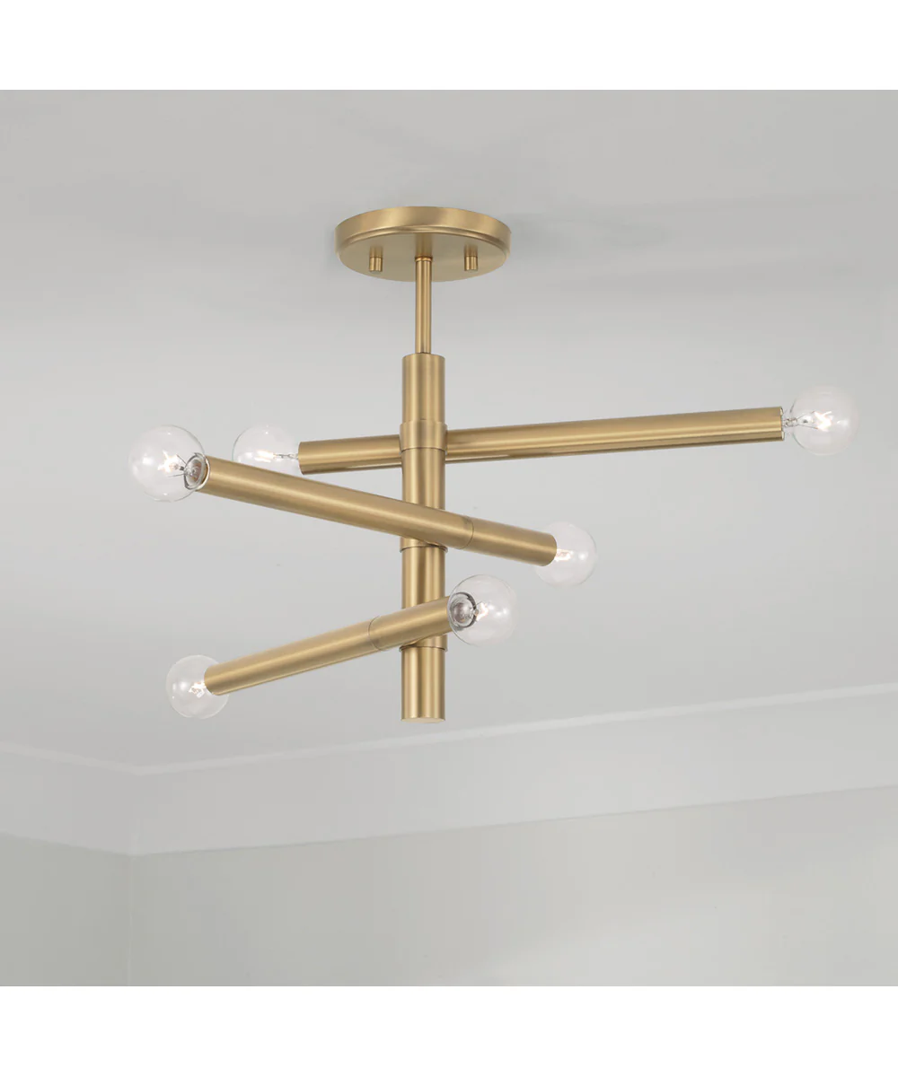Zane 6-Light Semi-Flush Aged Brass - Image 2