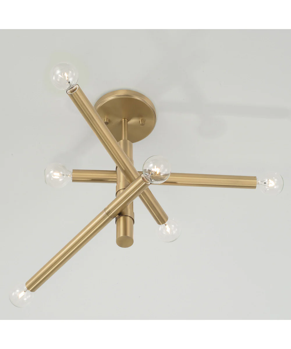 Zane 6-Light Semi-Flush Aged Brass - Image 3